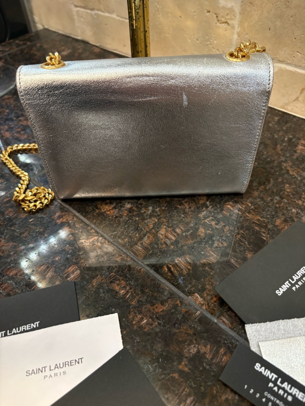 Saint Laurent Dust Bag Mini Kate Tassel Dust Bag Metallic new condition $2500 - Picture 10 of 14